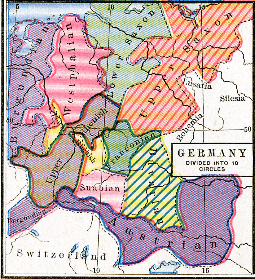 Germany Divided into 10 Imperial Circles