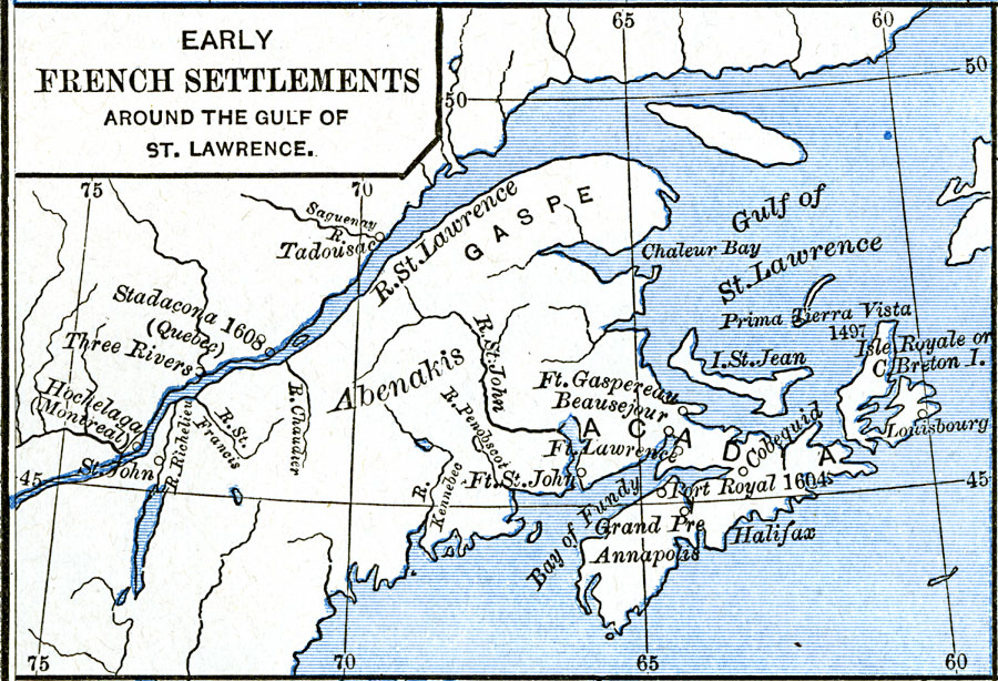Early French Settlements Around the Gulf of St. Lawrence