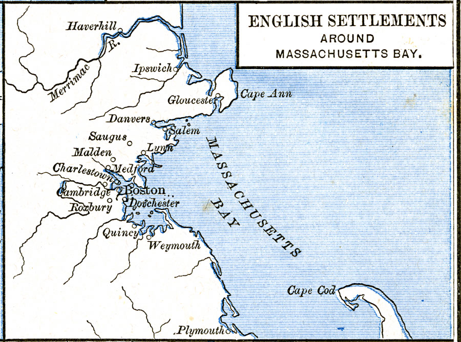 English Settlements around Massachusetts Bay
