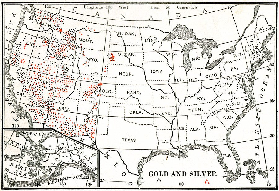 Gold and Silver Mining Regions of the United States