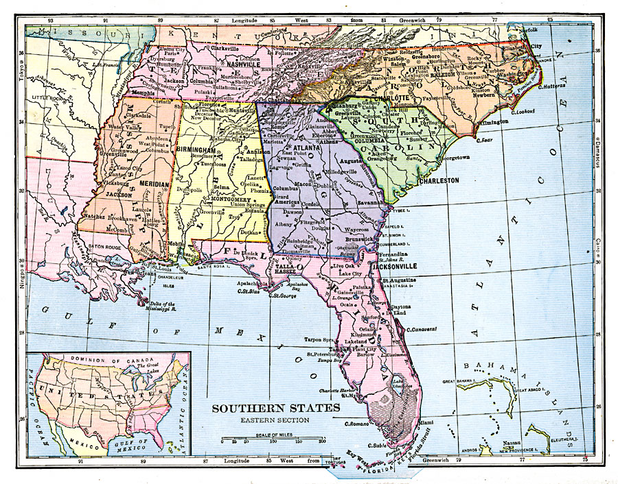 Map Of Southeastern Usa States World Map