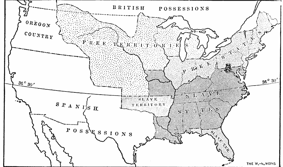 Slave and Free Areas after the Missouri Compromise