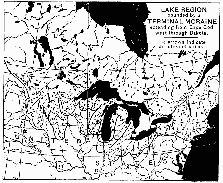 Great Lake Region Bounded by a Terminal Moraine