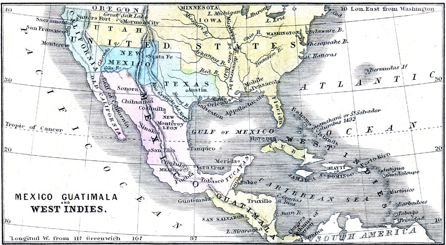Mexico, Guatemala, and West Indies