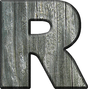 Presentation Alphabet Set: Rough Wood Letter R