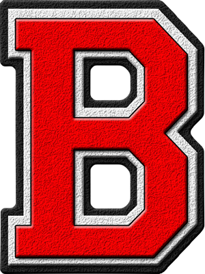 Presentation Alphabets: Scarlet Red Varsity Letter B