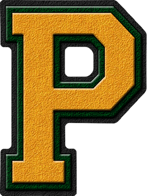 Presentation Alphabet Set Gold Forest Green Varsity Letter P