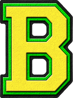 Presentation Alphabet Set: Yellow & Kelly Green Varsity Letter B