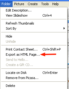 Folder, Export as Web Page