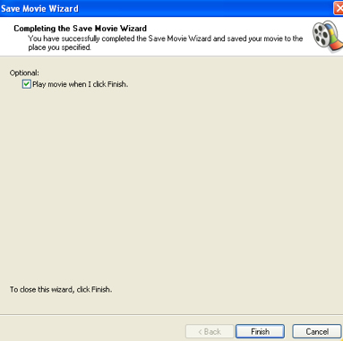Save Movie Wizard, Completing the Save Movie Wizard