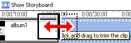 Drag in when double arrow appears over clip's edge