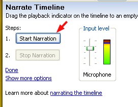 Narrate Timeline, Start Narration button