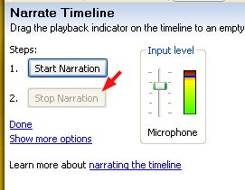 Narrate Timeline, Stop Narration button