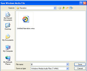Save Windows Media File window