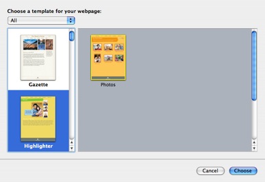 iWeb theme chooser