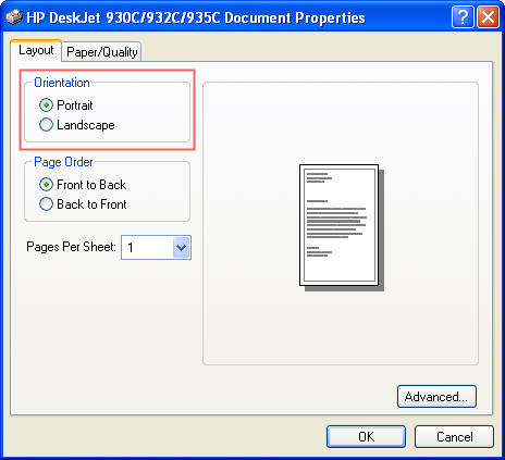 landscape print hardware printer orientation change mode usf etc win edu