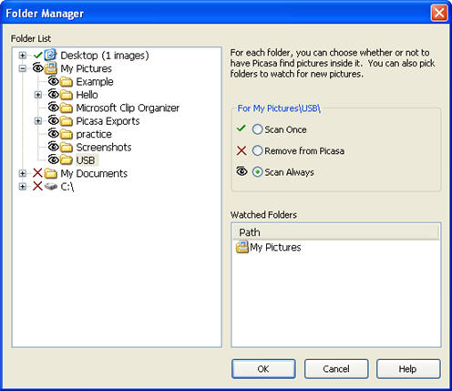 Picasa Folder Manager