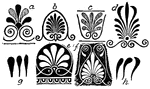 Eight examples of Greek anthemion designs.