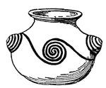 Pueblo jar with spiral design.