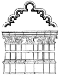 Half-plan and elevation of a clustered pier from Notre Dame, Paris.