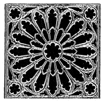 Tracery (stone support design) of the transept rose window from Westminster Abbey, England.