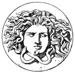 The head of Medusa from center of an antique patera, Roman.