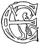 Capital E, AD 990, Echternach evangeliarum, Gotha.