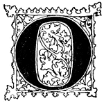 Gothic uncial O, 14th century.