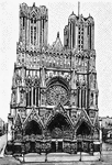 View of the Reims Cathedral from the front.