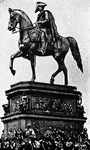 Frederick the great riding a horse.