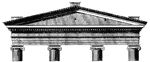 The acroterium is the pedestal on the angle or apex of a pediment, intended as a base for sculpture. (D & E)