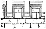Battlements are indentations on the top of a parapet or wall, first used in fortifications, and afterwards applied to churches and other buildings for ornaments.