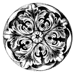 A five-leaved ornament, in circular and other divisions of the windows of ancient churches, and also on panels. It is a rosette of five equal leaves.