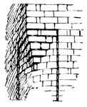 A row of stones projecting from a wall to support the parapet, serving in the place of brackets or modillions.