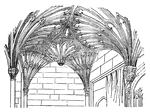 Fan tracery is a very complicated mode of roofing used in the perpendicular style in which the vault is covered by ribs and veins of tracery.
