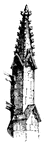 A small spire used to ornament Gothic buildings.