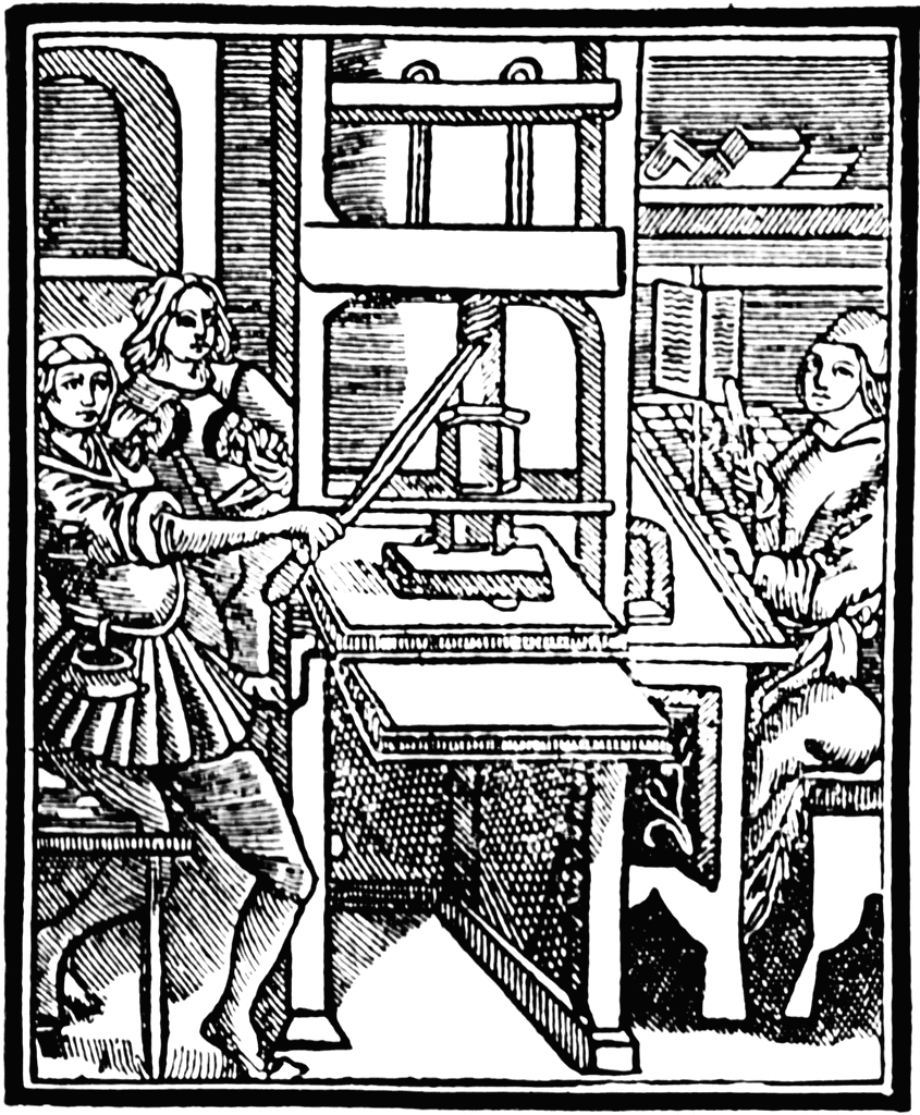 renaissance printing press clipart