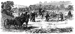 "Reconnoissance by Colonel Max Weber's Turner rifles in the vicinity of Newmarket Bridge, on the road to Yorktown, Va."&mdash; Frank Leslie, 1896