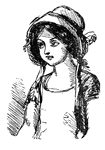 Little girl with hat and ribbons.