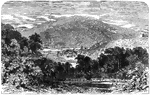 "View from Loudon Heights, Va., showing Harper's Ferry, Maryland Heights, Bolivar, etc. Harper's Ferry, immortalized by the pen of Jefferson, became too often the scene of stirring events during the Civil War to require a long description, and we give a fine engraving of it to enable our readers to understand fully the operations that took place there. The view shows Maryland Heights, and on the other side Harper's Ferry, with the railroad and pontoon bridges. The place in the foreground is Bolivar, and the river runs in the gorge between it and Maryland Heights. This sketch was made by an artist who spent several days examining the neighborhood so as to give the best possible view of a point deemed so strategically important."— Frank Leslie, 1896