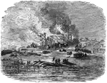 "Banks's Expedition- burning of the state capitol of Louisiana, Baton Rouge, Tuesday night, December 30th, 1862."— Frank Leslie, 1896