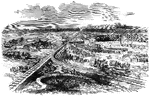 "The war in Virginia--General Hooker's army marching past Manassas, Va., June, 1863."— Frank Leslie, 1896