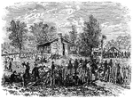 "The war in Mississippi- McPherson's troops foraging at the Confederate General Whitfield's headquarters."&mdash; Frank Leslie, 1896