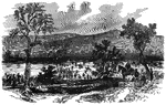 "The war in Georgia- the Sixteenth Army Corps fording the Chattahoochee at Roswell's Ferry, July 10th, 1864."— Frank Leslie, 1896