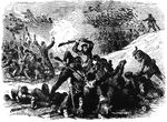 "The war in Tennessee- Confederate massacre of Federal troops after the surrender at Fort Pillow, April 12th, 1864."— Frank Leslie, 1896