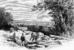 "The battlefield of Gettysburg- breastworks, Culp's Hill- Gettysburg in the distance."&mdash; Frank Leslie, 1896