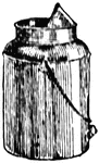 A small-top milking pail, with a small hood to keep dirt and other contaminants out.