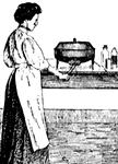 A woman whirling samples of milk in order to seperate the fat so it can be measured.