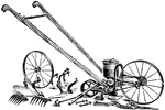 A combination seed drill and cultivator, used for planting small seed, peas, and beans.