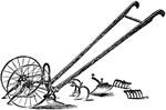 A double-wheeled hand plow.